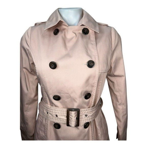 MAYSON GRAY Pink Trench Coat Double Button Waist Belt Knee Length Size 2 - Picture 3 of 16